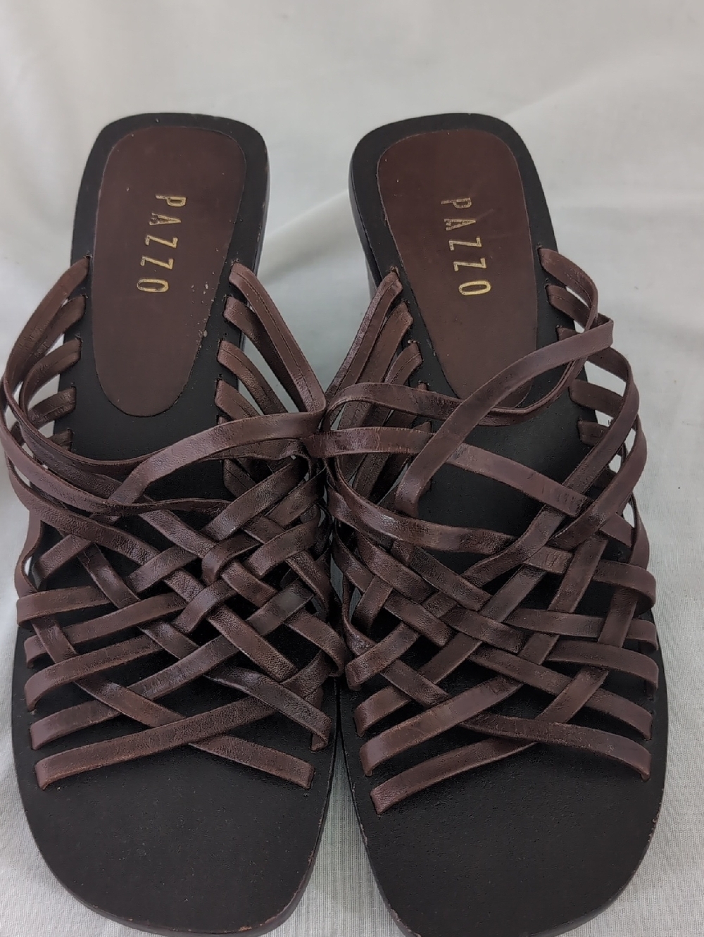 PAZZO Brown Braided Slide Sandals